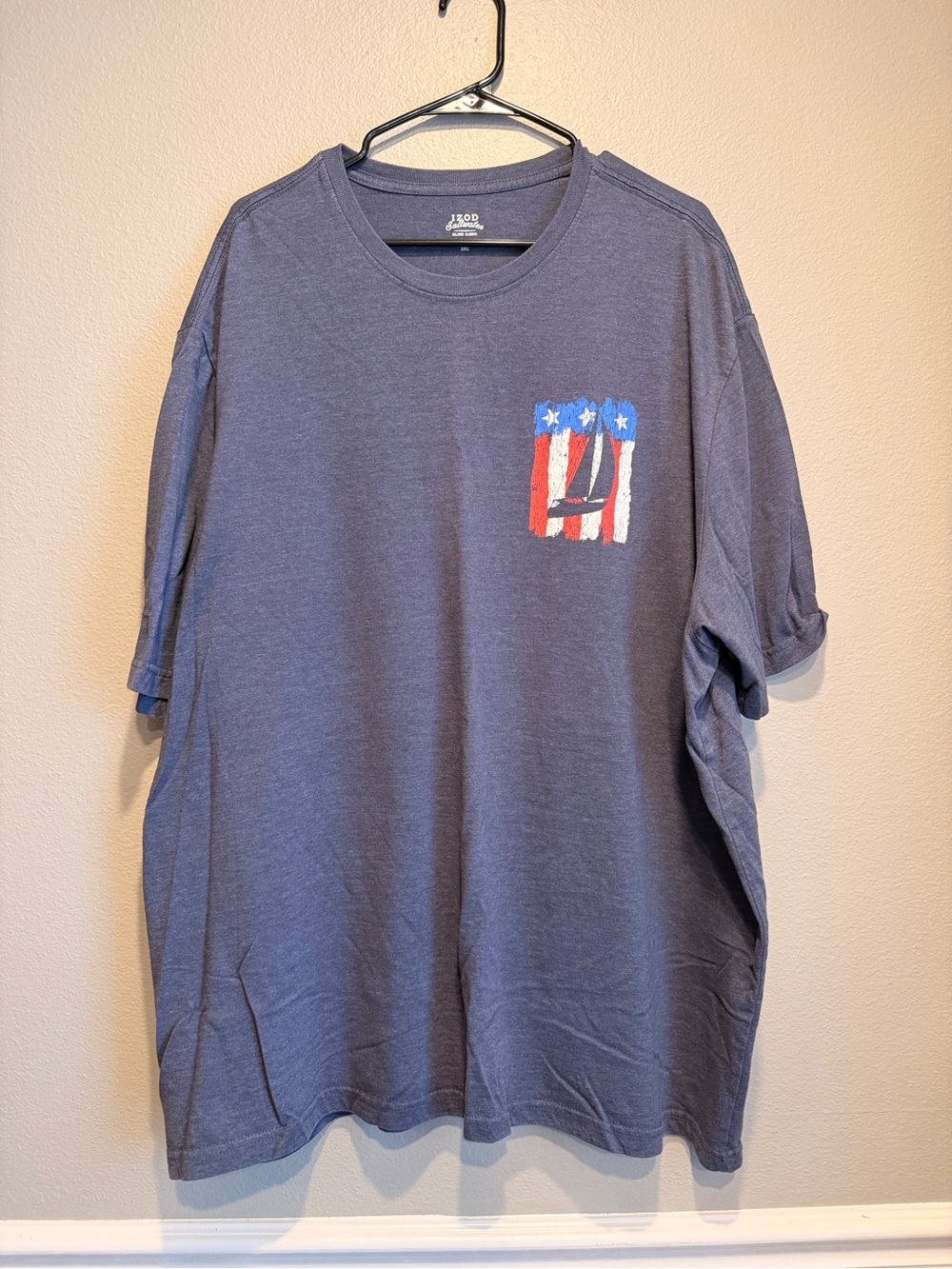 IZOD Saltwater Sailboat American Flag Graphic T-Shirt 3XL Blue Patriotic